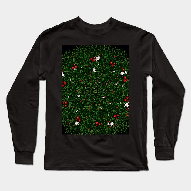 Christmas Holiday Wreath Long Sleeve T-Shirt by LockeNLore